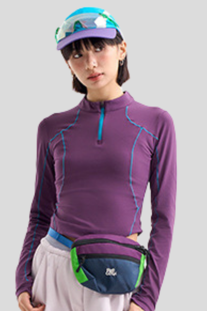 Women's Outdoor Run Quick Dry Long Sleeve Crop Zip Top