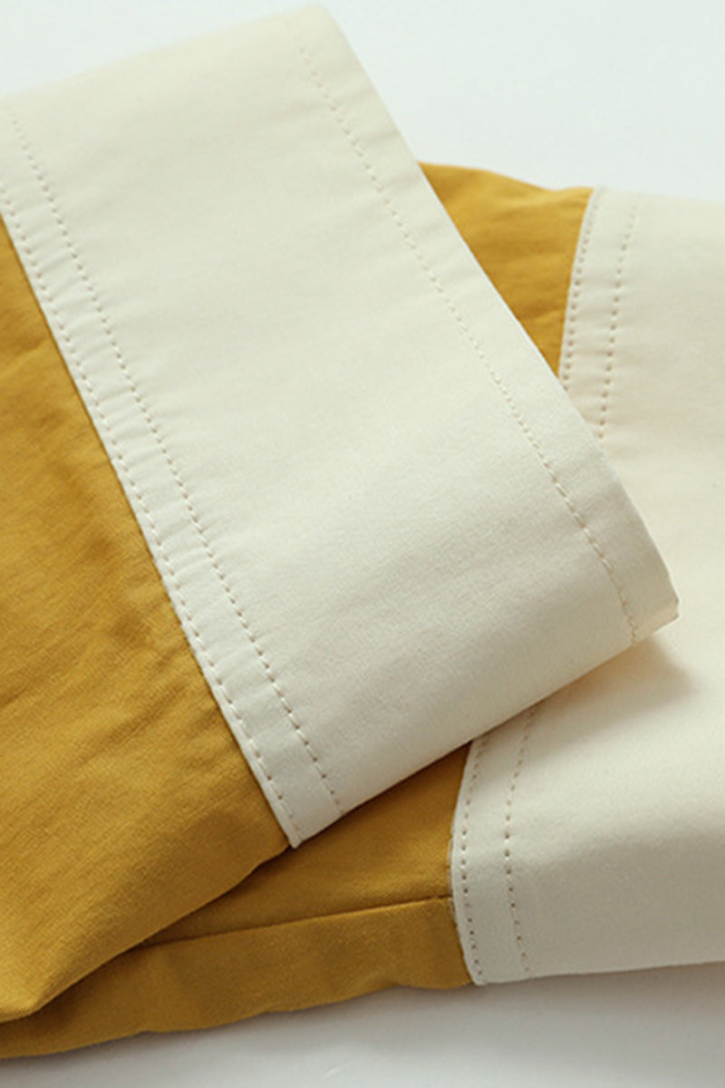 Women's Spring Colorblock Collared Button-Down Shirt