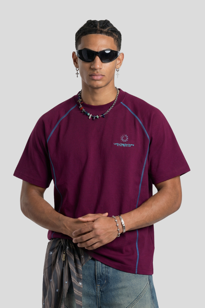 Men's Colorblock Sun Embroidery Crewneck Tee