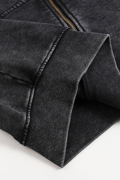 Men's Fall Winter Vintage Washed Zip-Up Pocket Hoodie