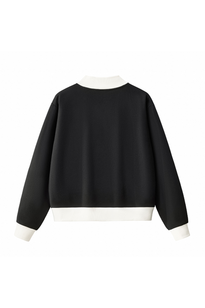 Unisex Fall Winter Colorblock Cross-Neck Cropped Sweatshirt