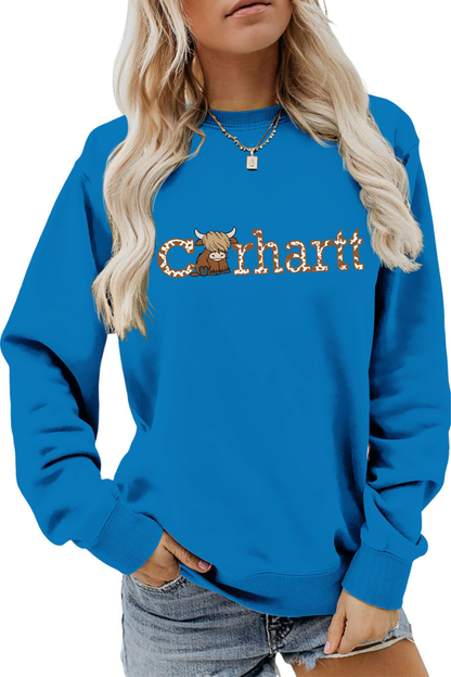 Women Winter Christmas Highland Cow Graphic Sweatshirt