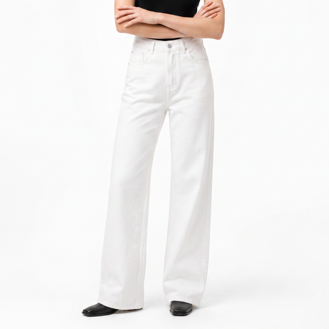 Women's Pure White High Waist Wide Leg Jeans