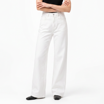 Women's Pure White High Waist Wide Leg Jeans
