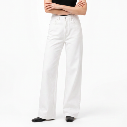Women's Pure White High Waist Wide Leg Jeans