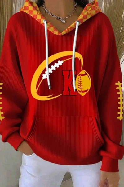 Women Fall Clothing Christmas Santa Ribbed Hoodie