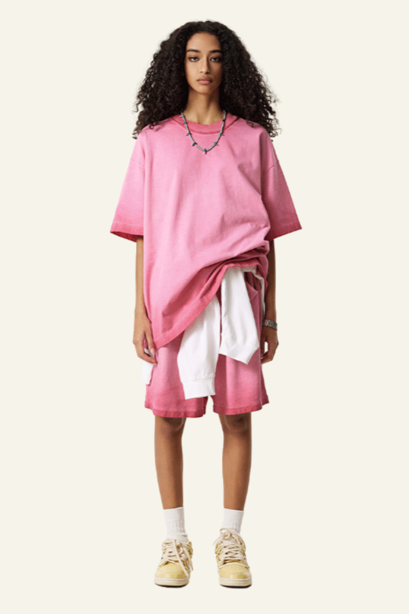 Women's Vintage Washed Cotton Set:T-shirt And Shorts