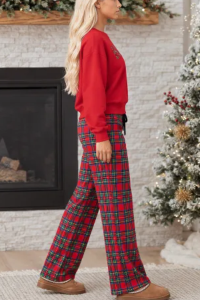 Women's Fall Christmas Loose Print  Loungewear Set