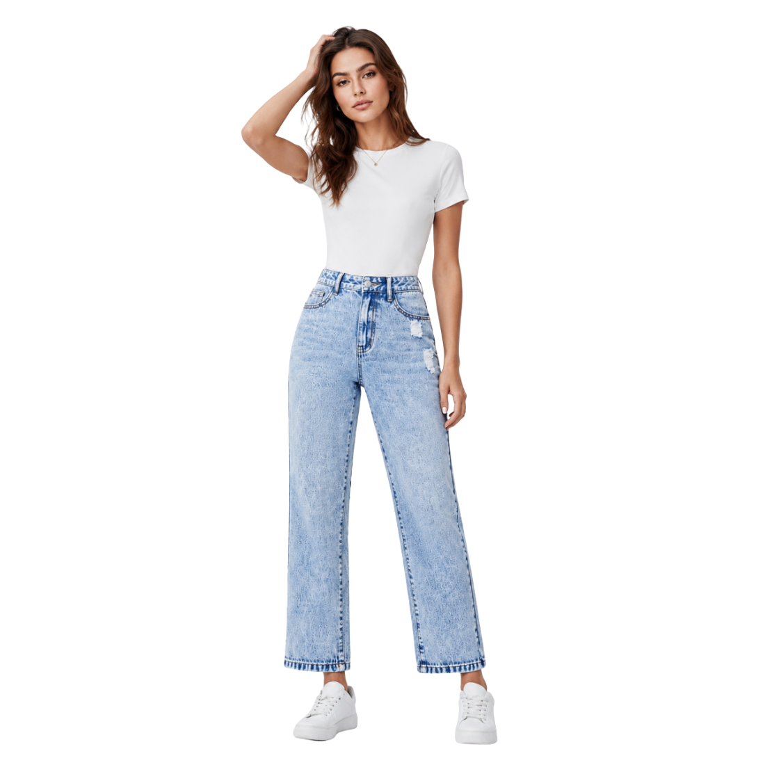 Women's vintage ripped ankle-length slim-fit jeans