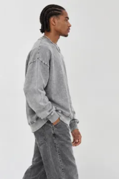 Men Fall Clothing 360G Snow Wash Crewneck Sweatshirt