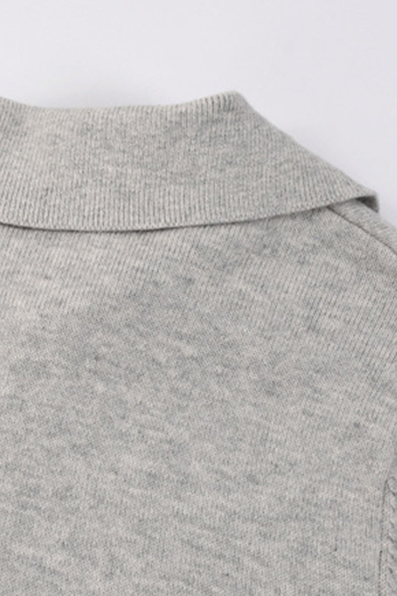 Unisex Fall 420G Cropped Polo Collar Knit Sweater