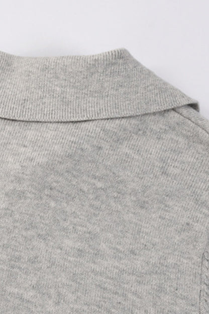 Unisex Fall 420G Cropped Polo Collar Knit Sweater