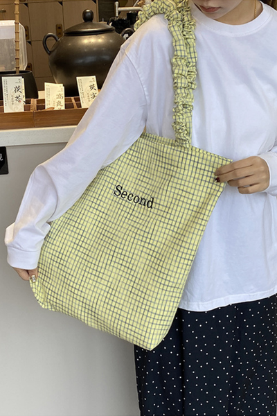 Women Fall Ruffle Strap Plaid Large Capacity Tote Bag