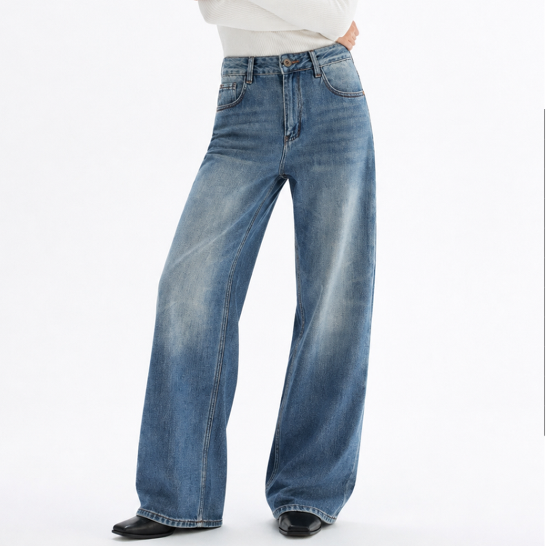 Women's Vintage Wash High Waist Straight Leg Jeans