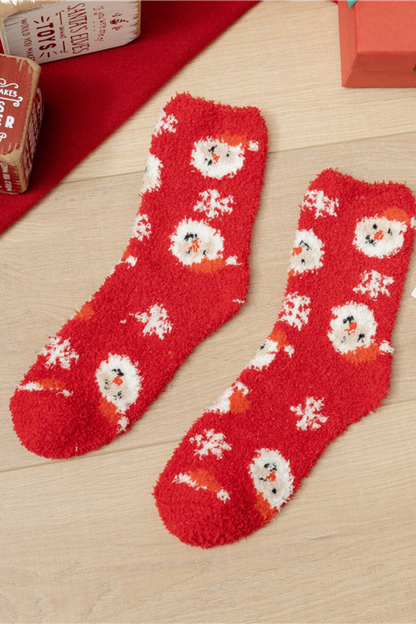 Women's Christmas Coral Fleece Santa Elk Tree Mid Calf Socks
