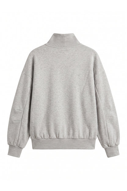 Unisex Fall Solid Fleece Loose Mock Neck Sweatshirt