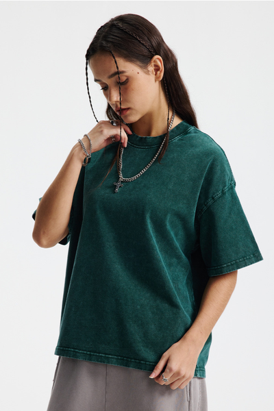 Women's Cotton Streetwear Washed Distressed T-shirt