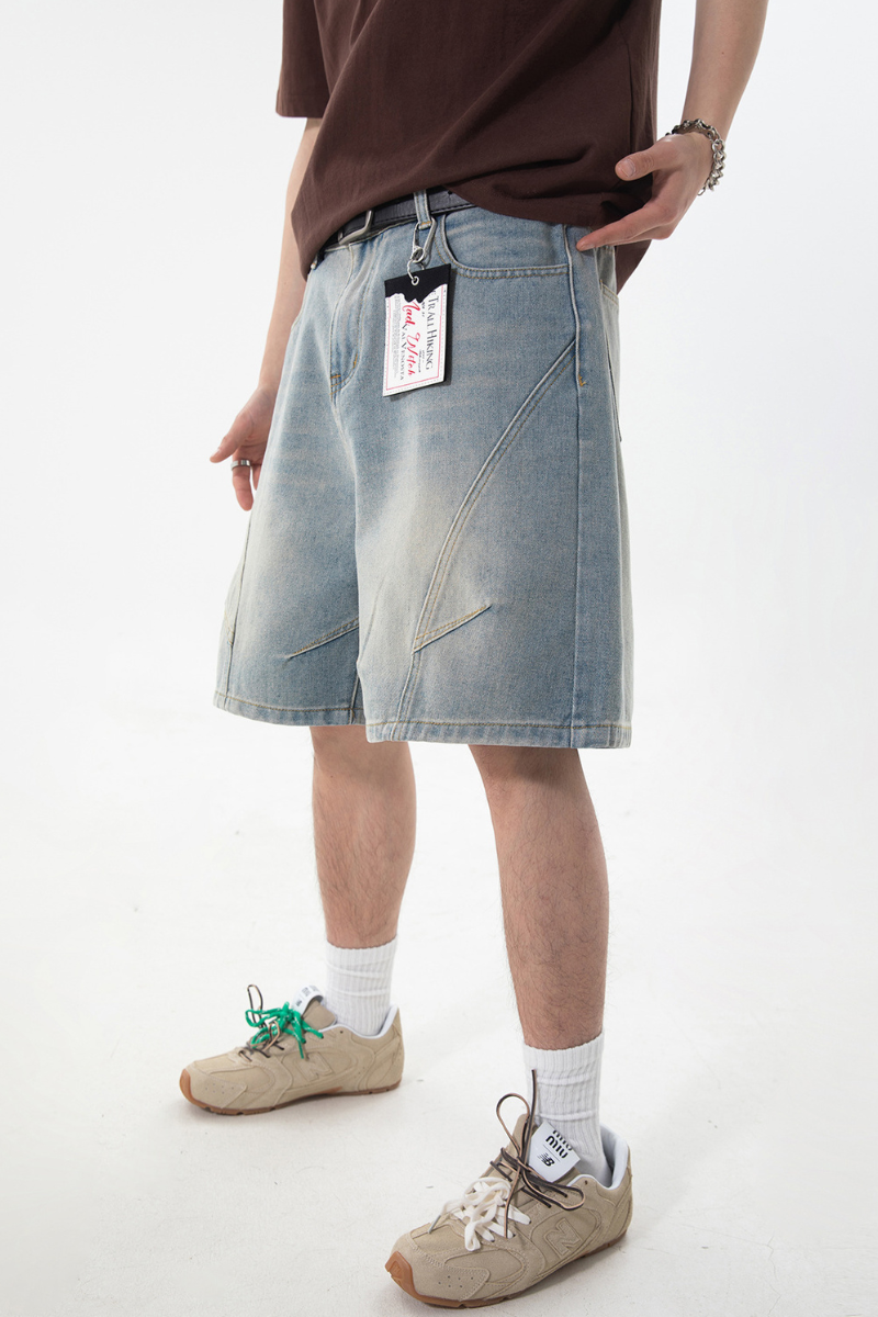 Men's SpringSummer Panel Washed 5" Jean Shorts - Retro Loose