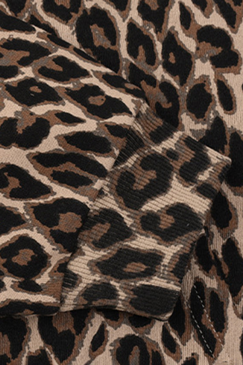 Unisex Fall Winter Vintage Leopard Zip-Up Hooded Jacket