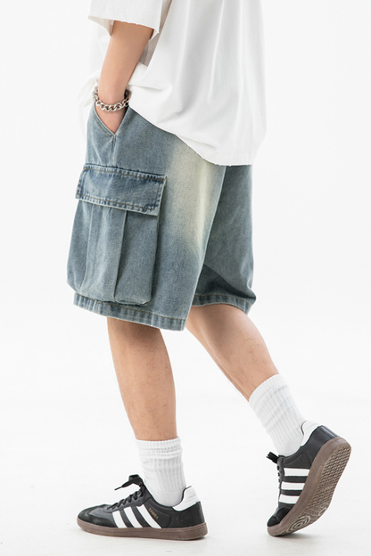 Men's Summer Washed Cargo Loose 3D Pocket 5" Shorts