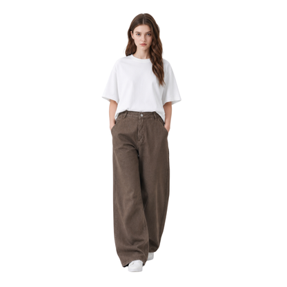 Women's High Waist Non-Stretch Wide Leg Jeans