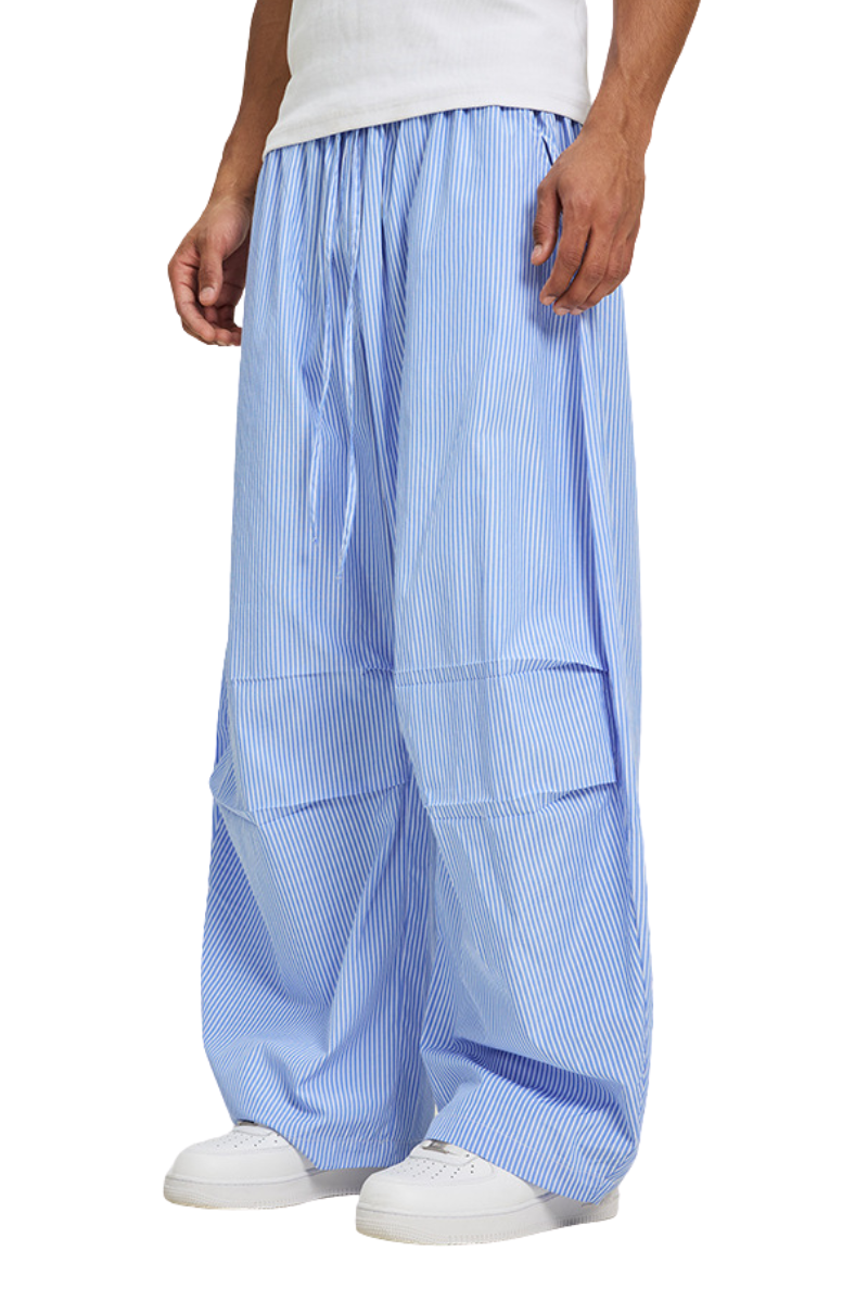 Men's Summer Stripe Loose Curved Drawstring Pants