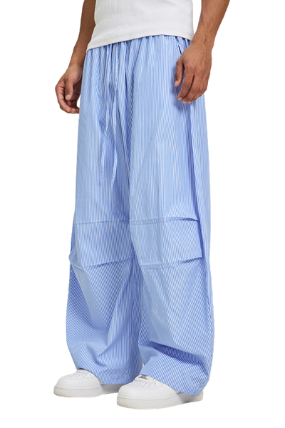 Men's Summer Stripe Loose Curved Drawstring Pants