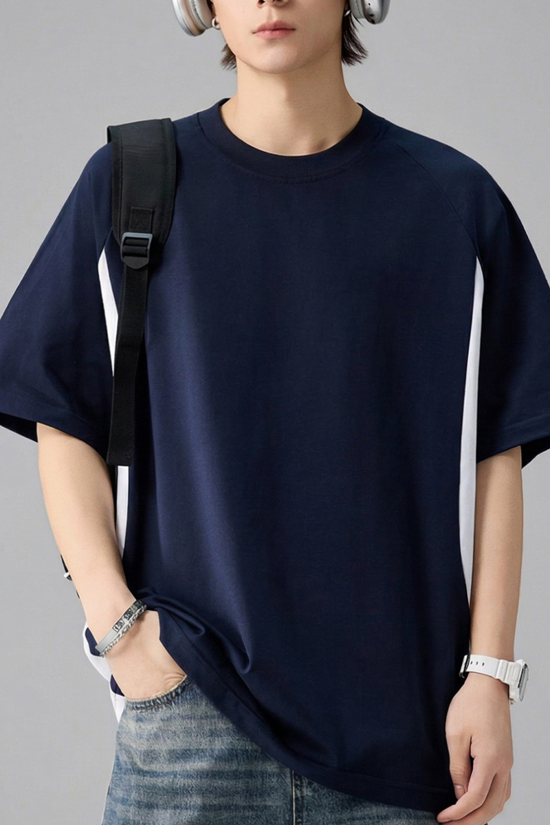 Men's Summer Half Raglan Sleeve side colorblock Cooling Tee