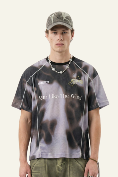 Men's Streetwear Mesh Breathable Printed T-shirt