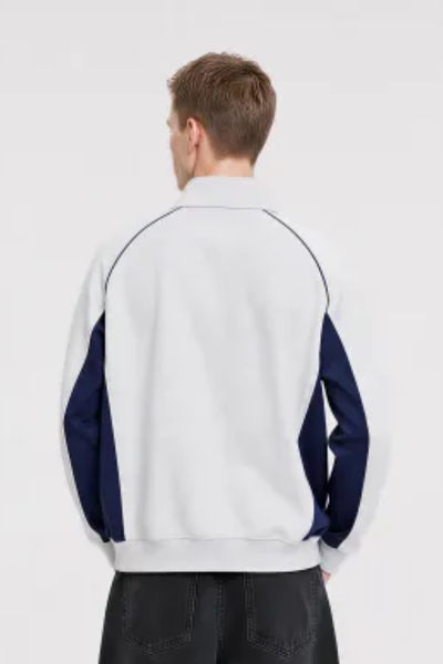 Men Fall Plaid Collar Snap Button Color Block Sweatshirt