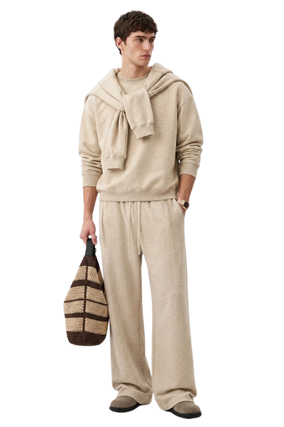Men Fall Clothing Heathered Crewneck Sweatshirt Set
