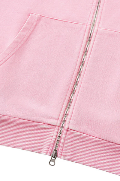 Men Fall Washed Vintage Boxy Double Zip Hoodie