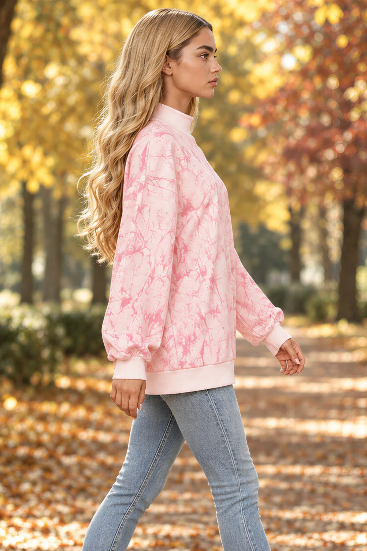 Women's Fall Oversize Crew Neck Pullover Sweatshirt