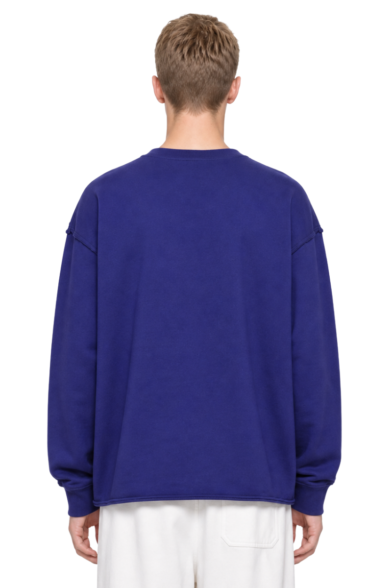 Men‘s Vintage Raw Hem Loose Drop Shoulder Long Sleeve Tee