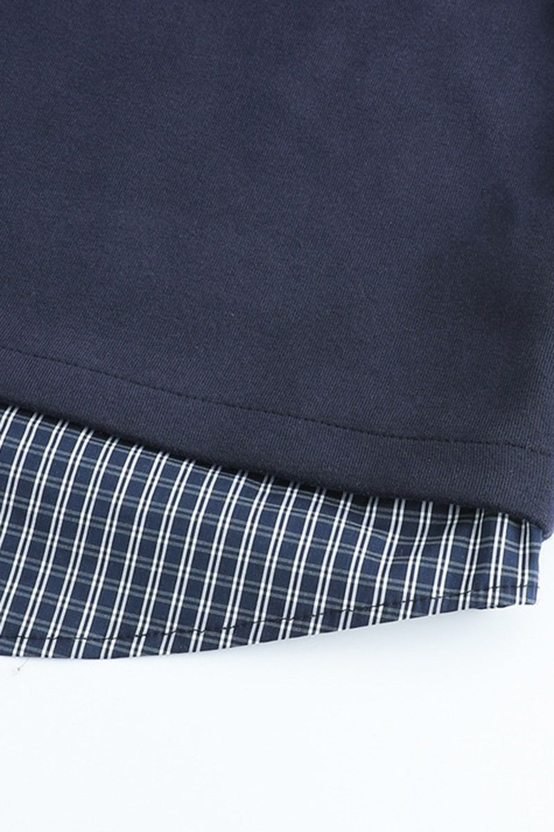 Men's Fall Winter Plaid-Layered Preppy Pullover Hoodie