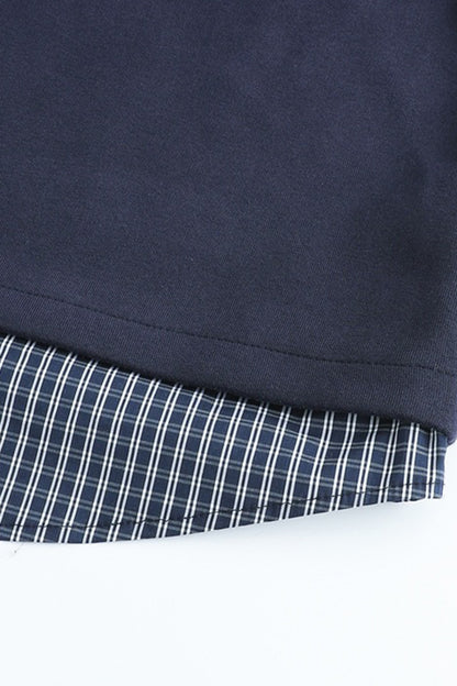 Men's Fall Winter Plaid-Layered Preppy Pullover Hoodie