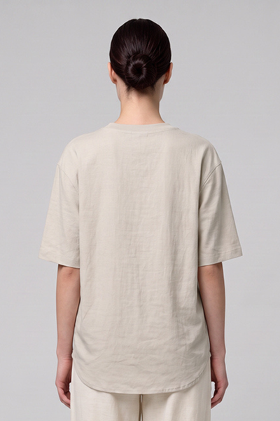 Women's Summer Linen-Blend Relaxed Drop-Shoulder T-Shirt