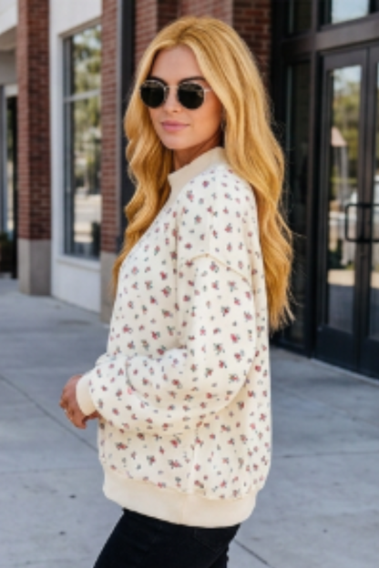 Women Fall Clothing Ditsy Floral Oversized Sweatshirt