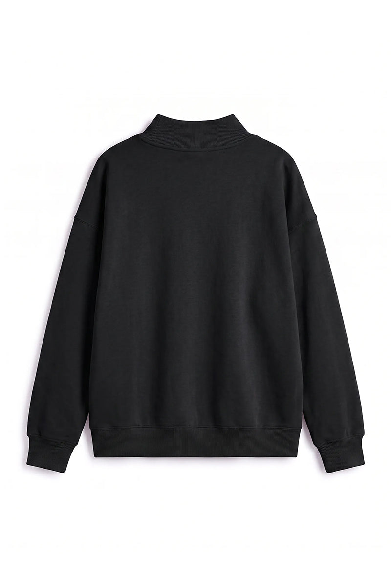 Unisex Fall Fleece Mock Neck Side Slit Sweatshirt