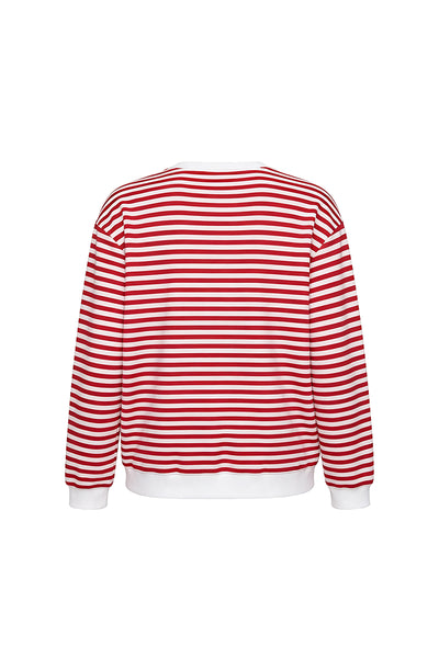 Unisex Fall Clothing Christmas Bow Striped Sweatshirt