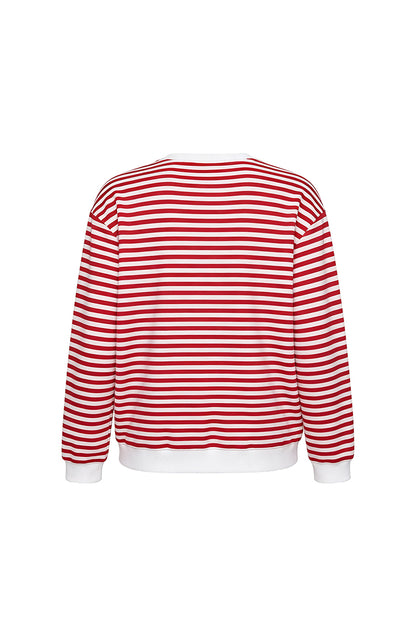 Unisex Fall Clothing Christmas Bow Striped Sweatshirt