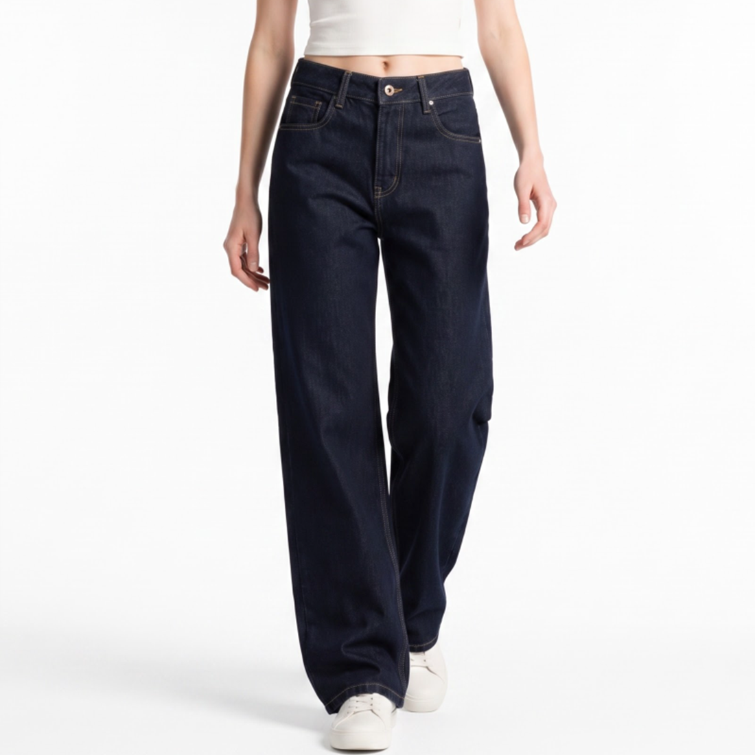 Women's Original Blue Wash High Waist Straight Leg Jeans