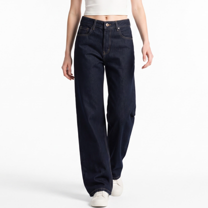 Women's Original Blue Wash High Waist Straight Leg Jeans