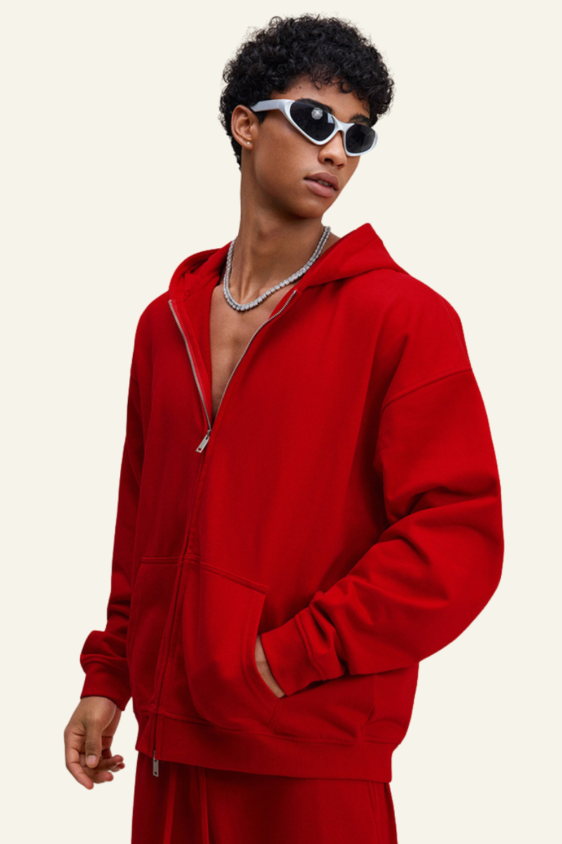 Men's Streetwear Full Zipper Hooded Jacket