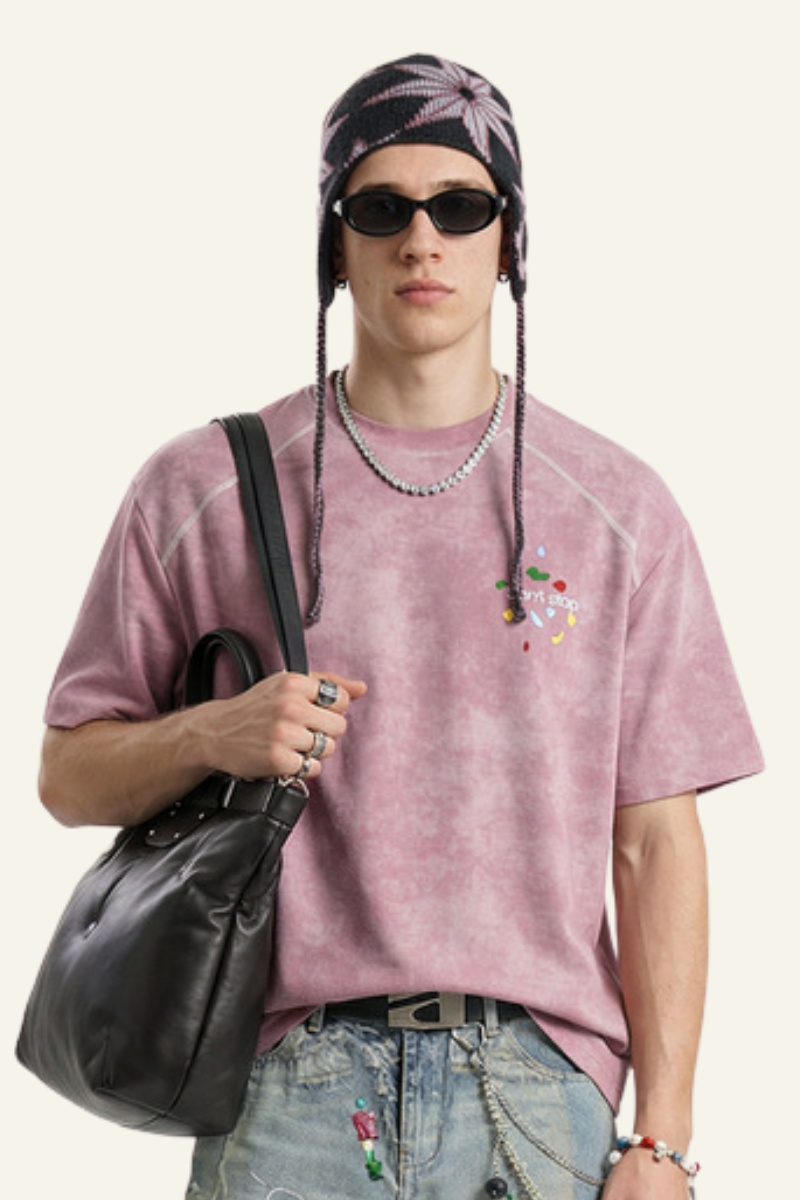Men's Streetwear Vintage Heart Pattern T-shirt