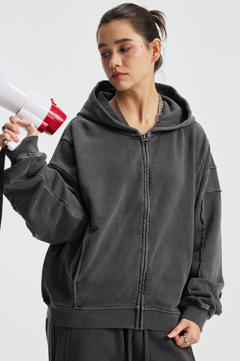 Women's Cotton Streetwear Full Zipper Hooded Jacket