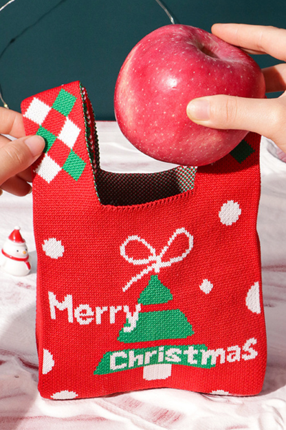 Unisex Christmas Knitted Apple Pouch Gift Packaging Bag