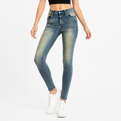 Women's Vintage Wash Stretch High Waist Skinny Jeans