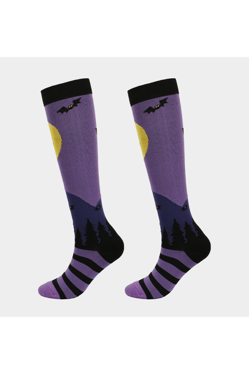 Unisex Fall Halloween Jacquard Knee High Compression Socks