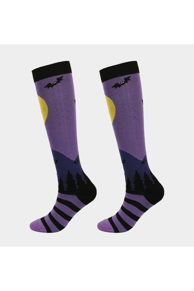 Unisex Fall Halloween Jacquard Knee High Compression Socks